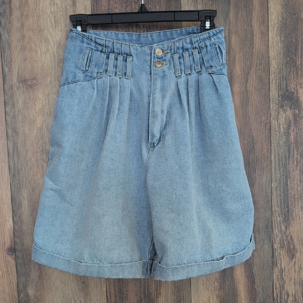 Gitano Vintage Yoke High Waist Blue Jean Shorts Retro Style 5/6